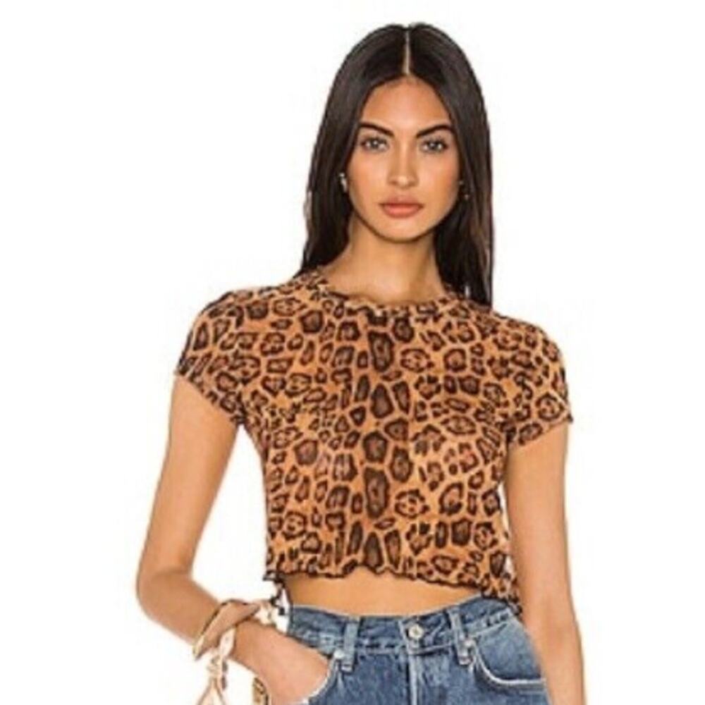 Majorelle Top Womens XS Maximalist Mesh Statement Leopard REVOLVE Animal Mesh
